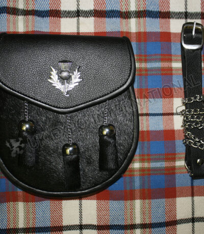 Thistle Chrome Semi Dress Black Leather Sporran
