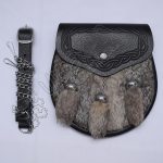 Black Leather Semi Dress Celtic Embossed Sporran