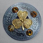 Celtic Horse With Shamrock Badge Kilt Plaid Brooch