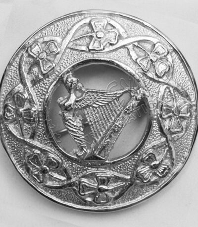 Shamrock Knot With Irish Harp Brooch
