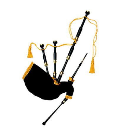 Black Sheesham Wood Gold Plated Bagpipe