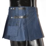 Women Utility Short Kilt Navy Color With Leather Straps
