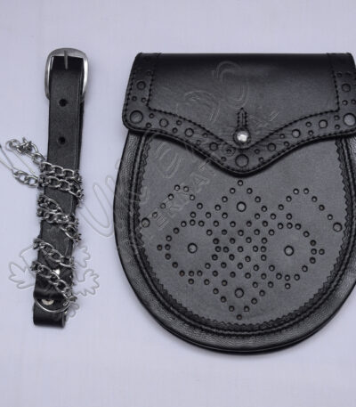 Black Leather Sporran to Match Ghillie Brogues