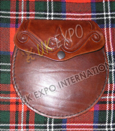 Dark Brown Leather Celtic Knot Embossed Sporran