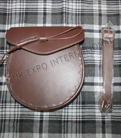 Leather Drop Pin Brown Embossed Sporran