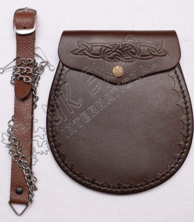 Brown Leather Celtic Embossed Stylish Sporran