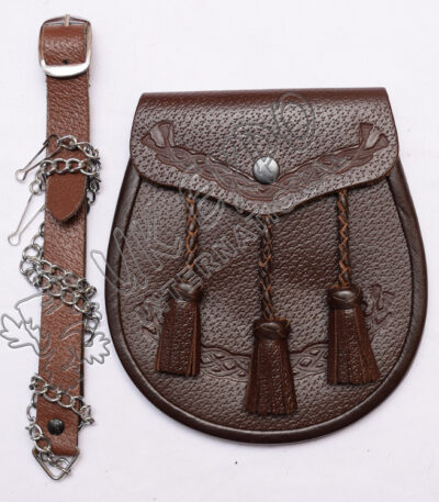 Dark Brown Leather Embossed Sporran