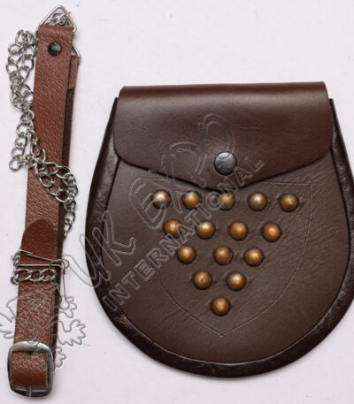 Brown Leather Embossed Studded Day Sporran