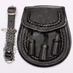 Braided Black Leather Spike Sporran