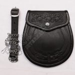 Black Leather Celtic Embossed Sporran