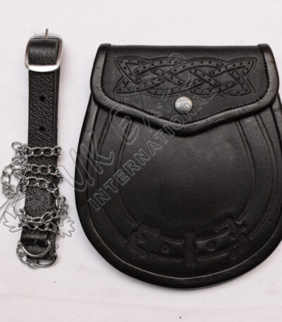 Black Leather Celtic Embossed Sporran