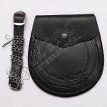 Black Leather Embossed Celtic Sporran