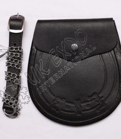 Black Leather Embossed Celtic Sporran