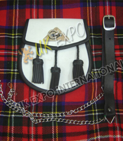 White Seal Skin Leather Embossed Sporran