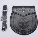 Black Leather Celtic Embossed Sporran