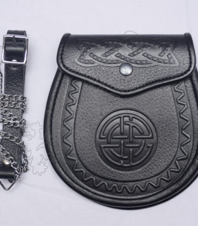 Black Leather Celtic Embossed Sporran