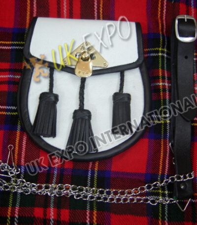 White Leather Embossed Day Wear Sporran
