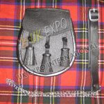 Black Leather Embossed Traditional Sporran
