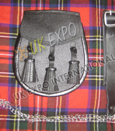 Black Leather Embossed Traditional Sporran