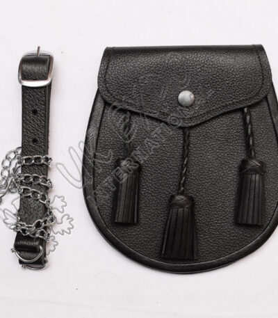 Black Leather Embossed Smart Sporran