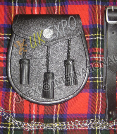 Black Leather Embossed Smart Sporran