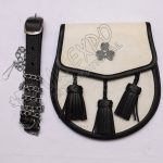 White Seal Skin Leather Embossed Shamrock Sporran