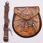 Brown Leather Embossed Freemasonry Day Wear Sporran