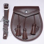 Semi Dress Brown Leather Sporran Embossed