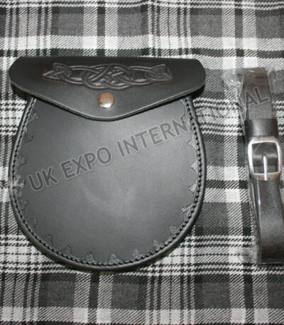 Embossed Leather Day Wear Edge Cutting Design Sporran
