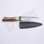Real Stag Handle Stainless Steel Blade With Celtic Leather Sheath