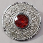 Red Stone Thistle Plaid Brooch