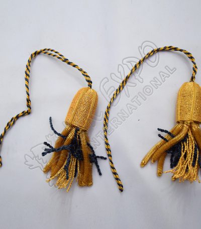 Navy Blue Gold Metallic Wire Bullion Tassels