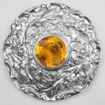 Topaz Orange Stone With Moulded Brooch