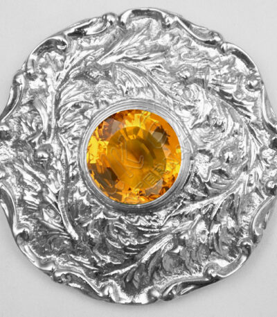 Topaz Orange Stone With Moulded Brooch