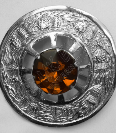 Thistle Moulded With Topaz Stone Brooch