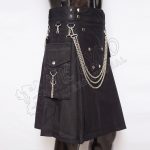 Black Snappy Sports Casual Chain Style Utility Kilt