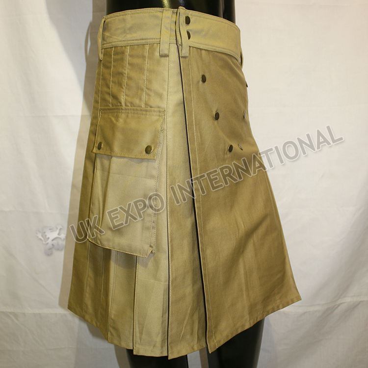 vee_worker_men_utility_sports_casual_pocket_kilt_khaki_color_m_4543.jpg Deluxe Sports Casual Khaki Men Utility Kilt
