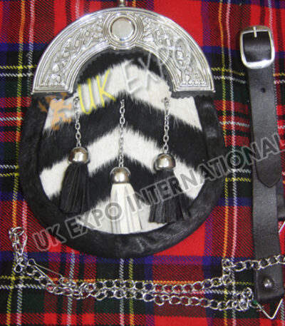 Monarch White Black Cowhide Tassel Sporran