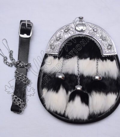 Thistle White Black Rabbit Fur Day Wear Sporran