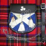 Royal Blue Scottish Fur Shamrock Sporran