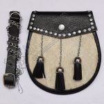 White Goat Skin Metal Stud Tassel Sporran