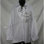 Jacobite Shirt White Embroidery With Black Leather Lace