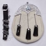 Shamrock White Cowhide Leather Sporran
