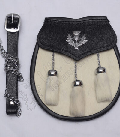 White Goat Skin Leather Thistle Sporran