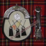 ER White Goat Skin Leather Full Dress Sporran