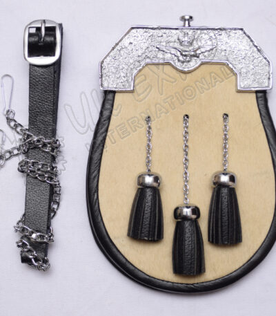 American Eagle White Goat Skin Leather Smart Sporran