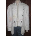 White Heavy Jean Doublet Silver Braid With Chrome Thistle Button