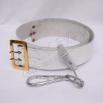 White Leather Drummer Belt Brass Buckles