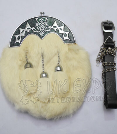 White Rabbit Fur Scottish Flower Sporran
