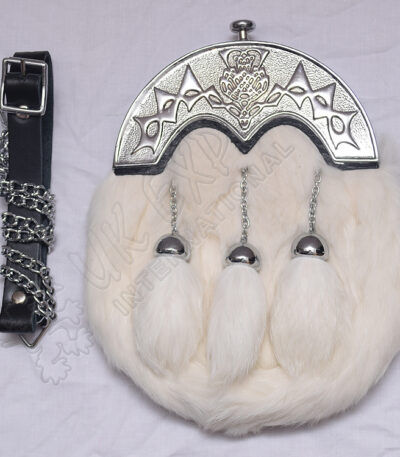White Rabbit Fur Scottish Flower Sporran